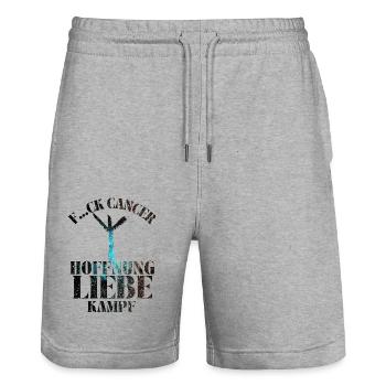 F...CK CANCER - HOFFNUNG, LIEBE & Kampf - Stanley/Stella Unisex Bio Joggingshorts Trainer  - Grau meliert - Vorne - Nik (191cm) & Marisol (170cm)