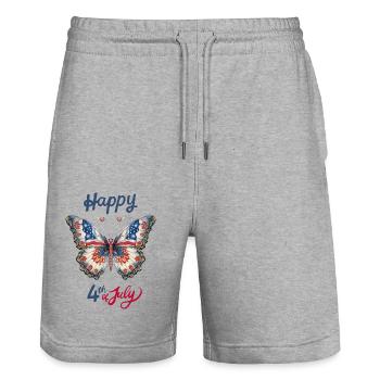Happy 4 th of july 4500 5400 px - Stanley/Stella Unisex Bio Joggingshorts Trainer  - Grau meliert - Vorne - Nik (191cm) & Marisol (170cm)