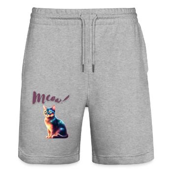 Beautiful cat - Stanley/Stella Trainer Unisex Organic Jogging Shorts - heather grey - Front - Nik (191cm) & Marisol (170cm)
