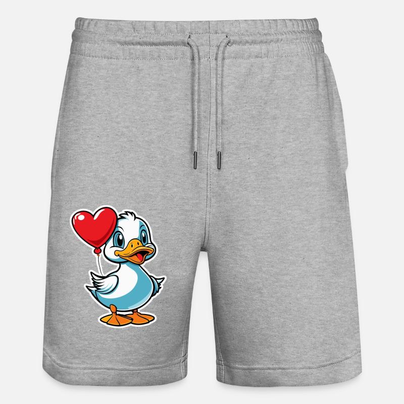 Coeur de canard - Saint-Valentin - Short de jogging bio TRAINER Stanley/Stella unisexe - gris chiné