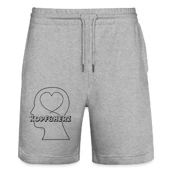 Tête et cœur - Short de jogging bio TRAINER Stanley/Stella unisexe - gris chiné - Devant - Nik (191cm) & Marisol (170cm)