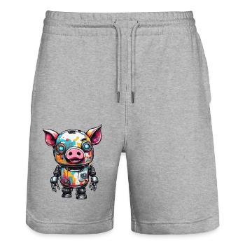 Robot Animal / AI / Mechanized Animals / Comic - Stanley/Stella Trainer Unisex Organic Jogging Shorts - heather grey - Front - Nik (191cm) & Marisol (170cm)
