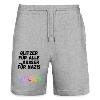 Glitzer für alle - Stanley/Stella Unisex Bio Joggingshorts Trainer  - Grau meliert - Vorne - Nik (191cm) & Marisol (170cm)