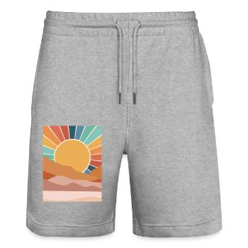 Desert Sunset - Stanley/Stella Trainer Unisex Organic Jogging Shorts - heather grey - Front - Nik (191cm) & Marisol (170cm)