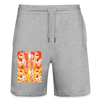 Dessert Lever de soleil - Short de jogging bio TRAINER Stanley/Stella unisexe - gris chiné - Devant - Nik (191cm) & Marisol (170cm)