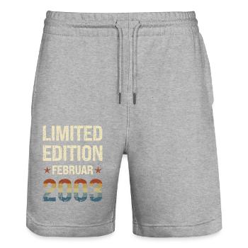 Limited Edition 21 Birthday Party Vintage 2003 - Stanley/Stella Trainer Unisex Organic Jogging Shorts - heather grey - Front - Nik (191cm) & Marisol (170cm)