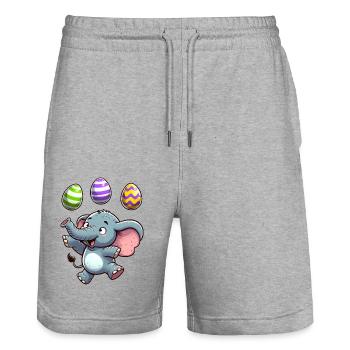 Elefant & Erpel Osterjonglage, Artisten Duo - Stanley/Stella Unisex Bio Joggingshorts Trainer  - Grau meliert - Vorne - Nik (191cm) & Marisol (170cm)