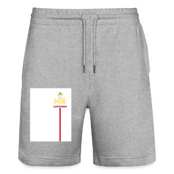 Never give up - Stanley/Stella Trainer Unisex Organic Jogging Shorts - heather grey - Front - Nik (191cm) & Marisol (170cm)