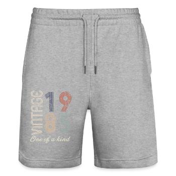 39th Birthday 1985 - Vintage Retro Gift Idea - Stanley/Stella Trainer Unisex Organic Jogging Shorts - heather grey - Front - Nik (191cm) & Marisol (170cm)