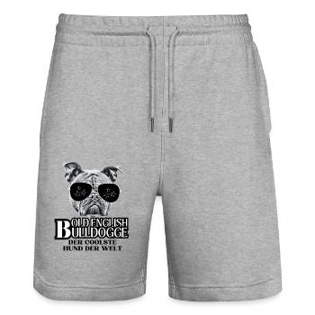 Bulldog Old English Bulldog Dog Dogs - Stanley/Stella Trainer Unisex Organic Jogging Shorts - heather grey - Front - Nik (191cm) & Marisol (170cm)