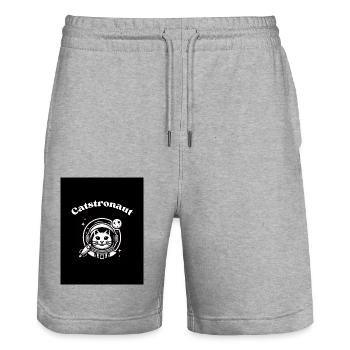 Catstronaut - Stanley/Stella Unisex Bio Joggingshorts Trainer  - Grau meliert - Vorne - Nik (191cm) & Marisol (170cm)