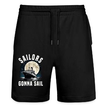 Les marins vont à Sail Cruise Ship Vacation Group - Short de jogging bio TRAINER Stanley/Stella unisexe - noir - Devant - Nik (191cm) & Marisol (170cm)