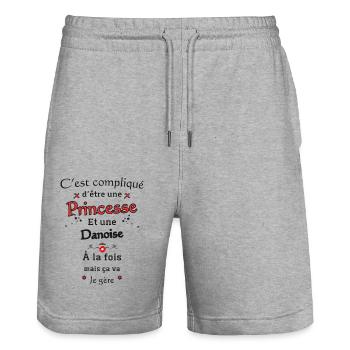 Danish Princess - Stanley/Stella Trainer Unisex Organic Jogging Shorts - heather grey - Front - Nik (191cm) & Marisol (170cm)