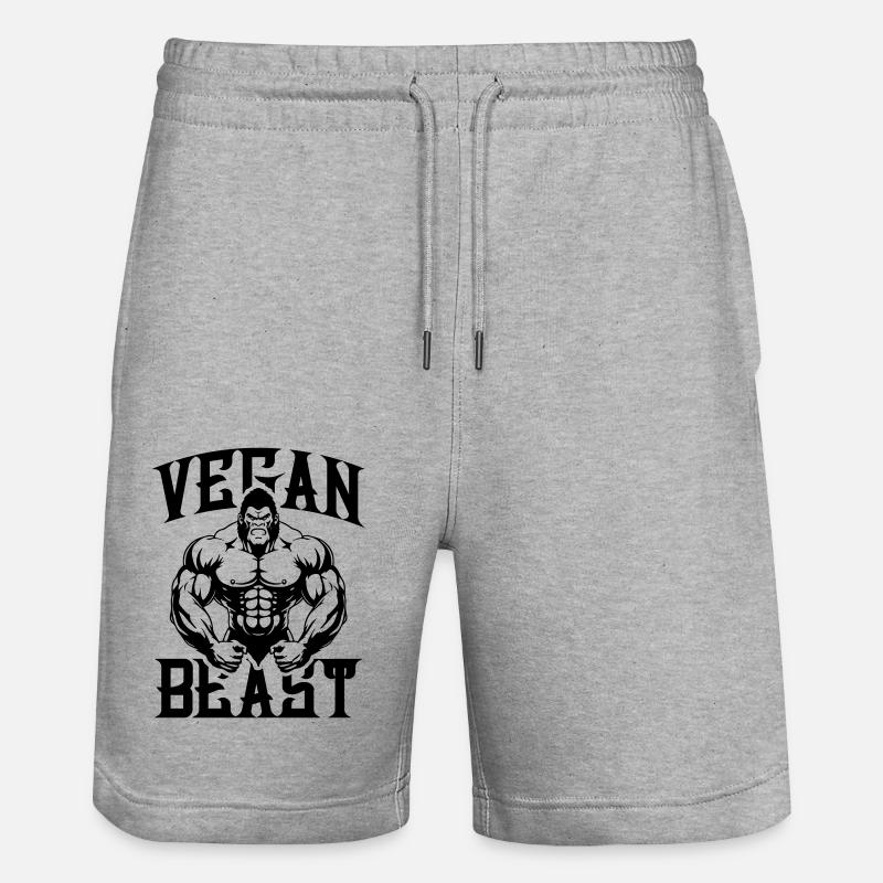 Gorille Bête Végétalienne - Short de jogging bio TRAINER Stanley/Stella unisexe - gris chiné