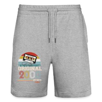 Elegantes Retro-Geschenk: 2000 Vintage - Stanley/Stella Unisex Bio Joggingshorts Trainer  - Grau meliert - Vorne - Nik (191cm) & Marisol (170cm)