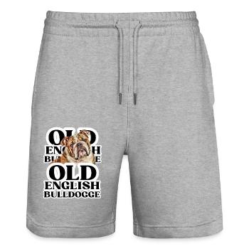 OLD ENGLISH BULLDOG Dog Dogs Bulldog - Stanley/Stella Trainer Unisex Organic Jogging Shorts - heather grey - Front - Nik (191cm) & Marisol (170cm)