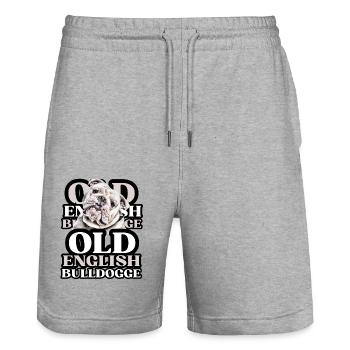 OLD ENGLISH BULLDOG Dog Dogs Bulldog - Stanley/Stella Trainer Unisex Organic Jogging Shorts - heather grey - Front - Nik (191cm) & Marisol (170cm)