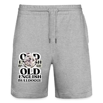 OLD ENGLISH BULLDOG Dog Dogs Bulldog - Stanley/Stella Trainer Unisex Organic Jogging Shorts - heather grey - Front - Nik (191cm) & Marisol (170cm)