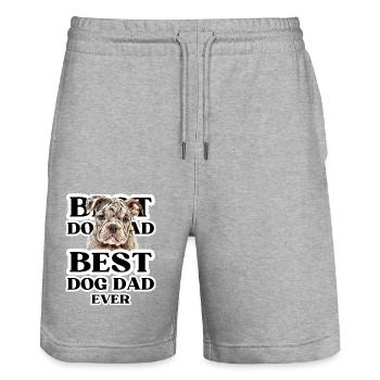 BEST DOG DAD EVER I Dog Owner Gift - Stanley/Stella Trainer Unisex Organic Jogging Shorts - heather grey - Front - Nik (191cm) & Marisol (170cm)