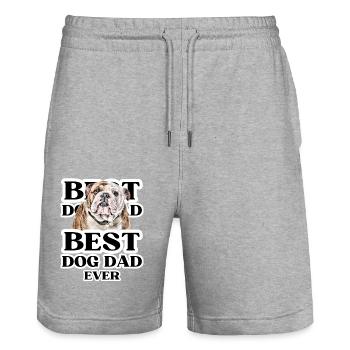 BEST DOG DAD EVER I Dog Owner Gift - Stanley/Stella Trainer Unisex Organic Jogging Shorts - heather grey - Front - Nik (191cm) & Marisol (170cm)