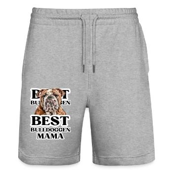 MEILLEURS bouledogues maman je chien propriétaire cadeau - Short de jogging bio TRAINER Stanley/Stella unisexe - gris chiné - Devant - Nik (191cm) & Marisol (170cm)