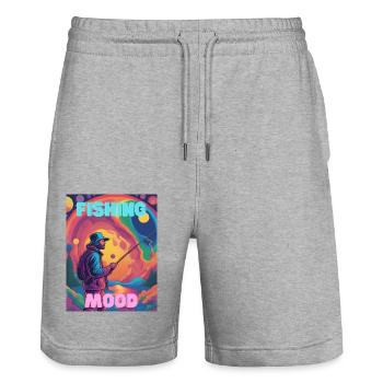 Fishing Mood - Stanley/Stella Unisex Bio Joggingshorts Trainer  - Grau meliert - Vorne - Nik (191cm) & Marisol (170cm)