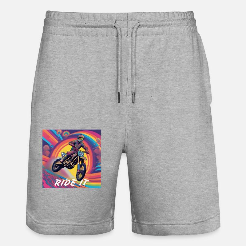 Ride it - Motocross - Stanley/Stella Unisex Bio Joggingshorts Trainer - Grau meliert
