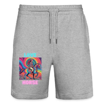 Horse Love - Stanley/Stella Unisex Bio Joggingshorts Trainer  - Grau meliert - Vorne - Nik (191cm) & Marisol (170cm)