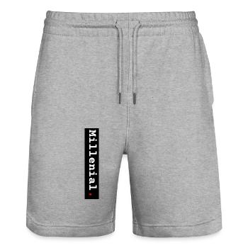 Millenial fond noir - Short de jogging bio TRAINER Stanley/Stella unisexe - gris chiné - Devant - Nik (191cm) & Marisol (170cm)