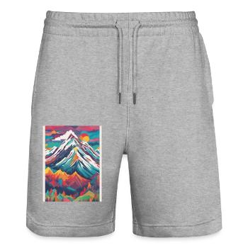 Montagnes colorées - Short de jogging bio TRAINER Stanley/Stella unisexe - gris chiné - Devant - Nik (191cm) & Marisol (170cm)