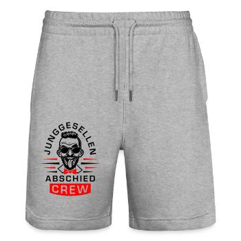Junggesellen Abschied Crew Jga - Stanley/Stella Unisex Bio Joggingshorts Trainer  - Grau meliert - Vorne - Nik (191cm) & Marisol (170cm)