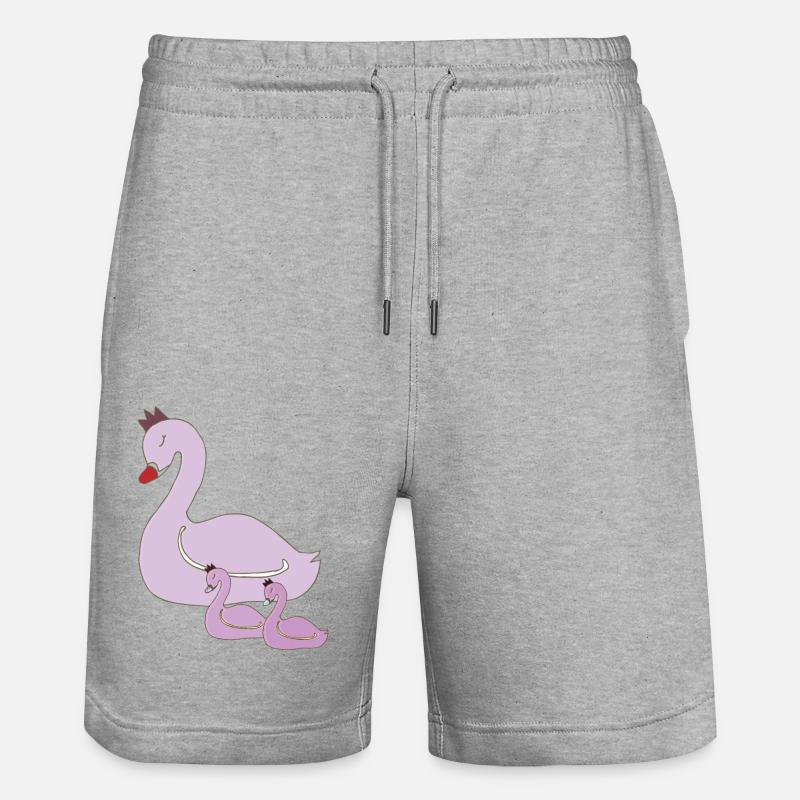 schwan mutter und kinder - Stanley/Stella Unisex Bio Joggingshorts Trainer  - Grau meliert