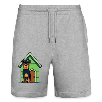 Serious Rottweiler Guarding House - Stanley/Stella Trainer Unisex Organic Jogging Shorts - heather grey - Front - Nik (191cm) & Marisol (170cm)