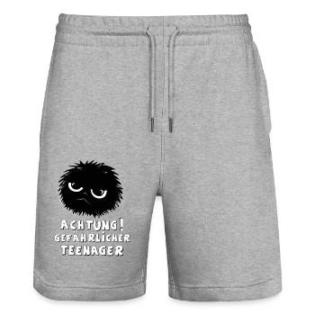 Achtung gefährlicher Teenager - Stanley/Stella Unisex Bio Joggingshorts Trainer  - Grau meliert - Vorne - Nik (191cm) & Marisol (170cm)