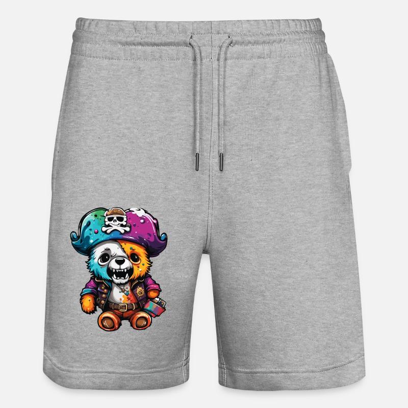 Teddybär / Kuscheltier / Stofftier / Geschenkidee - Stanley/Stella Unisex Bio Joggingshorts Trainer  - Grau meliert