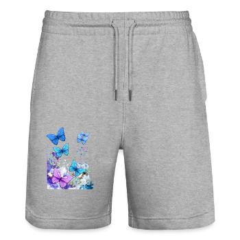 Papillons - Short de jogging bio TRAINER Stanley/Stella unisexe - gris chiné - Devant - Nik (191cm) & Marisol (170cm)