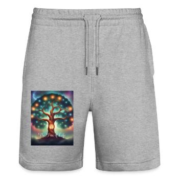 Baum des Lebens - Tree of Life, Geschenk - Stanley/Stella Unisex Bio Joggingshorts Trainer  - Grau meliert - Vorne - Nik (191cm) & Marisol (170cm)