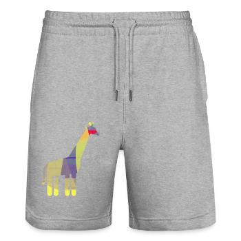 Giraffe - Stanley/Stella Unisex Bio Joggingshorts Trainer  - Grau meliert - Vorne - Nik (191cm) & Marisol (170cm)