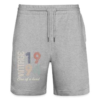 30e anniversaire 1994 - idée cadeau rétro Vintage - Short de jogging bio TRAINER Stanley/Stella unisexe - gris chiné - Devant - Nik (191cm) & Marisol (170cm)