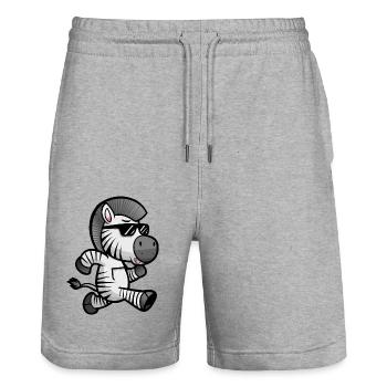 Zebra Marathon Runner Athlete Running - Stanley/Stella Trainer Unisex Organic Jogging Shorts - heather grey - Front - Nik (191cm) & Marisol (170cm)
