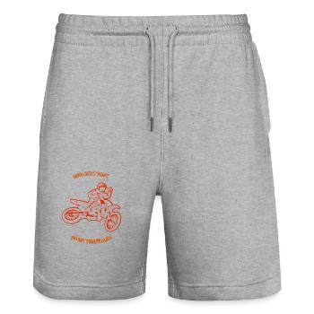 Motorradfahrer unheilbare Krankheit Hobby Arzt - Stanley/Stella Unisex Bio Joggingshorts Trainer  - Grau meliert - Vorne - Nik (191cm) & Marisol (170cm)