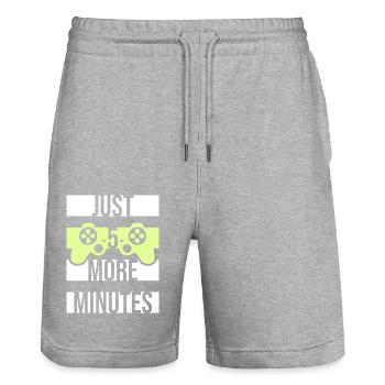 Lustiger Gamer Nur noch fünf Minuten 5 Videospiele - Stanley/Stella Unisex Bio Joggingshorts Trainer  - Grau meliert - Vorne - Nik (191cm) & Marisol (170cm)