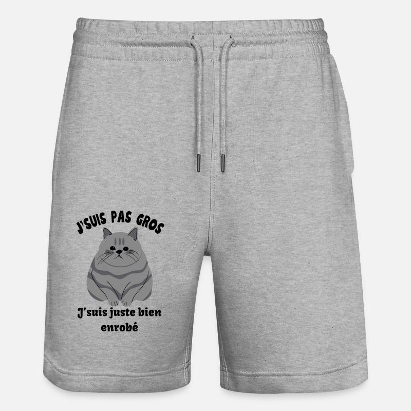 chat gros noir, juste enrobé - Short de jogging bio TRAINER Stanley/Stella unisexe - gris chiné