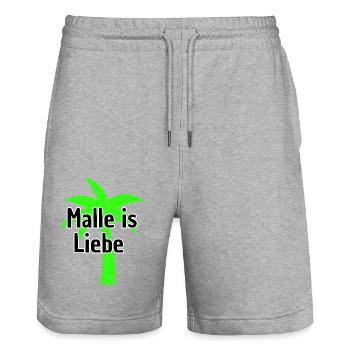 Malle ist Liebe Palme - Stanley/Stella Unisex Bio Joggingshorts Trainer  - Grau meliert - Vorne - Nik (191cm) & Marisol (170cm)