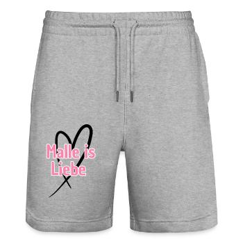 Malle ist Liebe Herz - Stanley/Stella Unisex Bio Joggingshorts Trainer  - Grau meliert - Vorne - Nik (191cm) & Marisol (170cm)