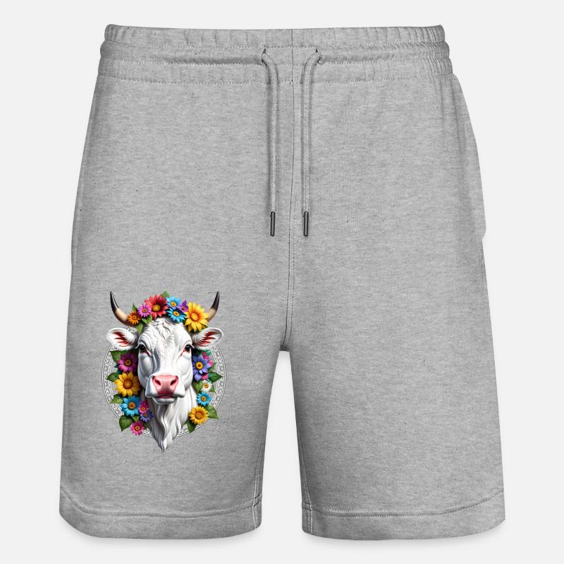 VACHE FLEURIE - Short de jogging bio TRAINER Stanley/Stella unisexe - gris chiné
