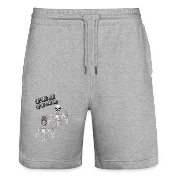 L’HEURE DU THÉ - Short de jogging bio TRAINER Stanley/Stella unisexe - gris chiné - Devant - Nik (191cm) & Marisol (170cm)