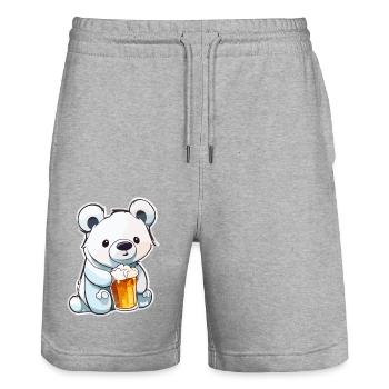 Polar Bear / Animal / Norpol / Winter / Childlike / Cute - Stanley/Stella Trainer Unisex Organic Jogging Shorts - heather grey - Front - Nik (191cm) & Marisol (170cm)