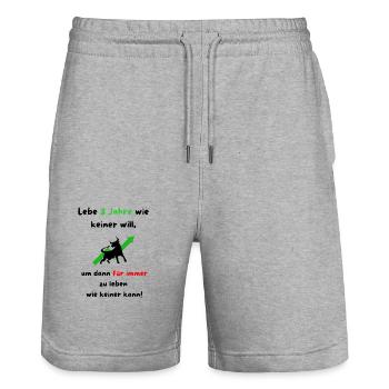 Trading Spruch Candlesticks Trend online Börse - Stanley/Stella Unisex Bio Joggingshorts Trainer  - Grau meliert - Vorne - Nik (191cm) & Marisol (170cm)