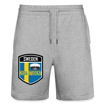 Graduation 2024 class High school graduation party - Stanley/Stella Trainer Unisex Organic Jogging Shorts - heather grey - Front - Nik (191cm) & Marisol (170cm)
